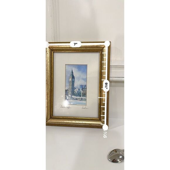 2 DAVID EDDINGTON vintage watercolour/lithograph of London Skyline Signed - Picture 8 of 13